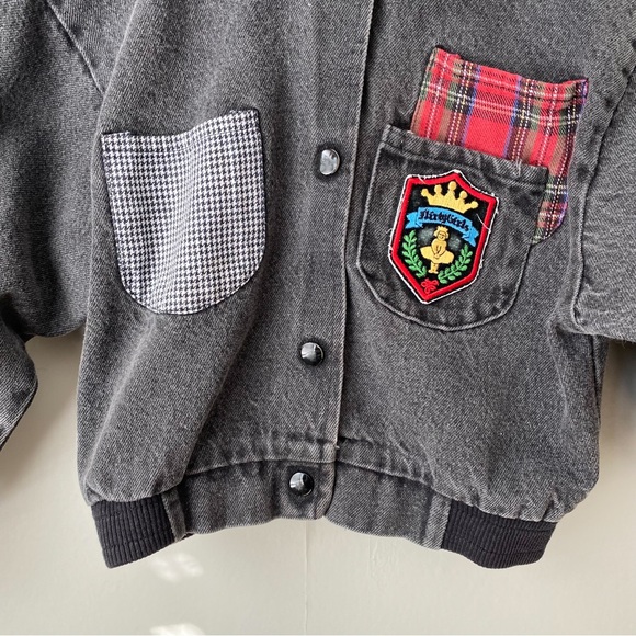 Vintage Buster Brown Patchwork Cropped Black Denim Jacket - Picture 4 of 8